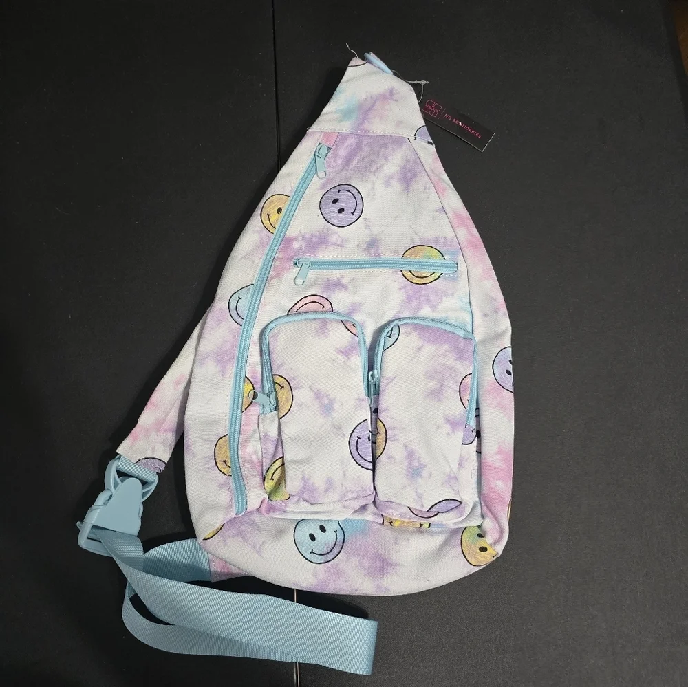 New No Boundaries Smiley Face Tie-Dye Sling Bag